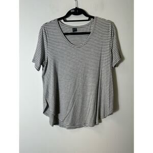 GXF Short Sleeved Gray and White Striped Shirt Sz S